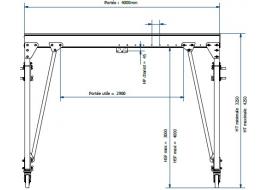 Schéma portique roulant 2000kg/4m - XL